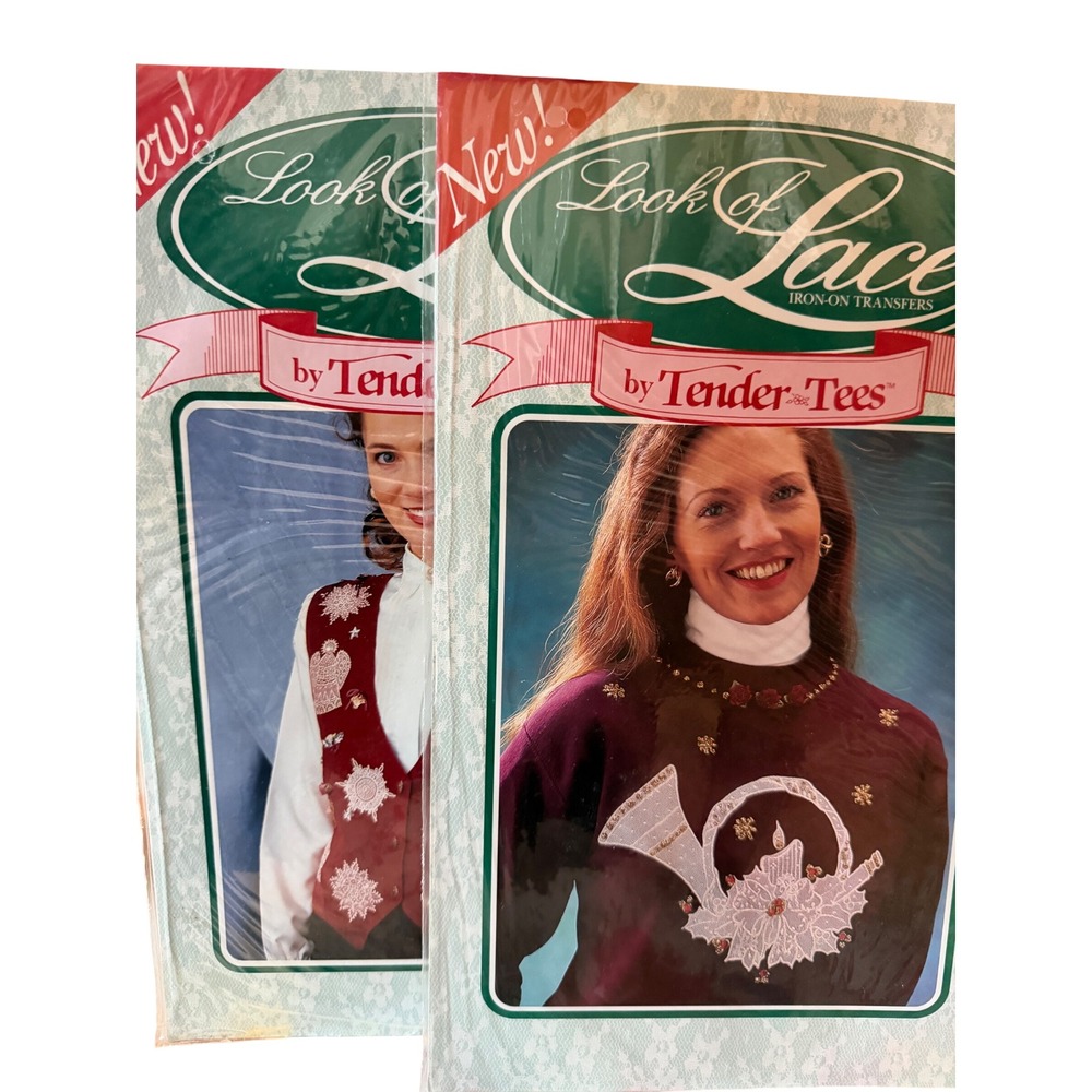 Vintage Tender Tees Look of Lace Iron-On Transfers Christmas Snowflakes Angels 2